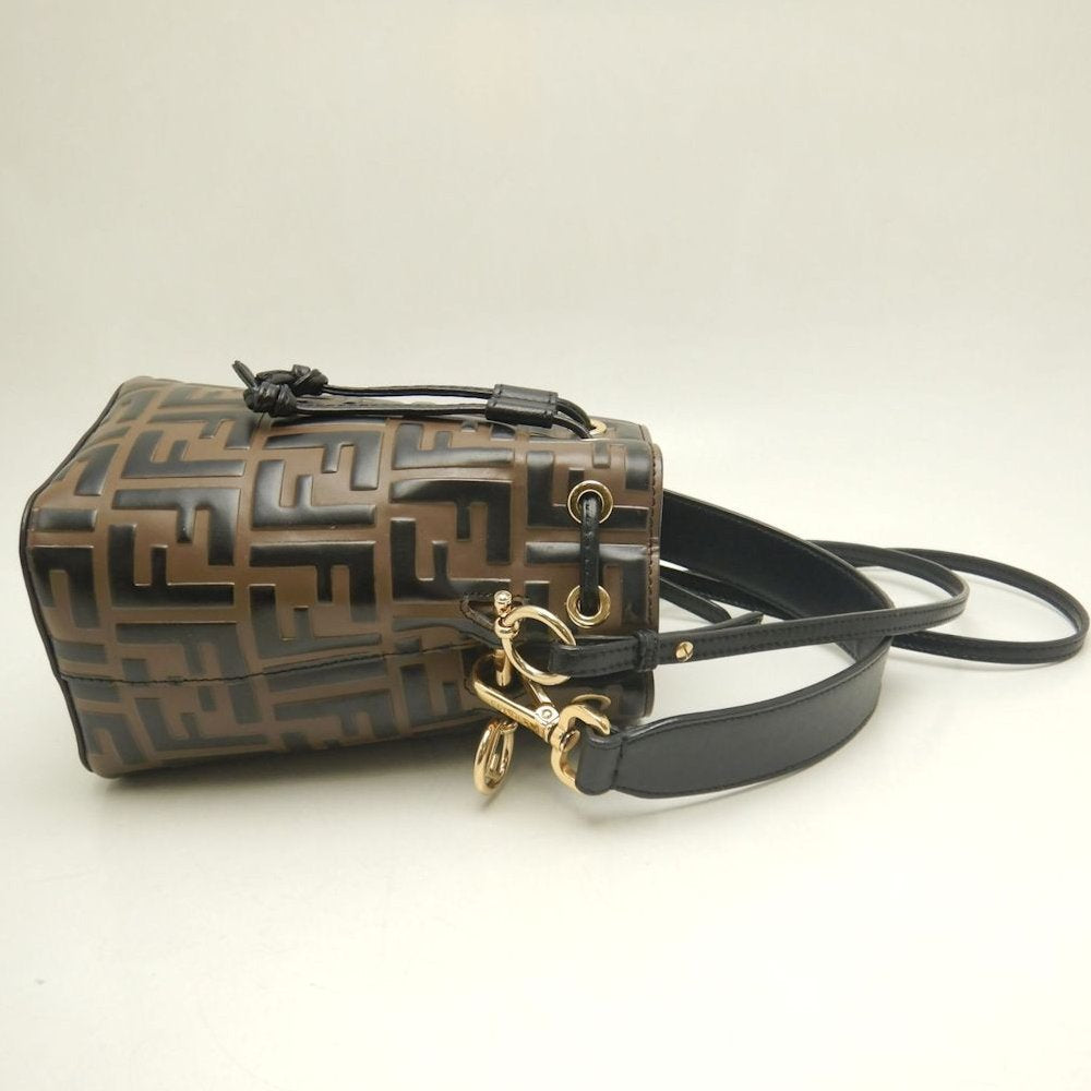 FENDI フェンディ モントレゾールミニ ズッカ 8BS010A659F13VK ショルダーバッグ カーフ ブラウン レディース /253846【中古】