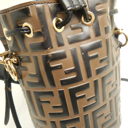 FENDI フェンディ モントレゾールミニ ズッカ 8BS010A659F13VK ショルダーバッグ カーフ ブラウン レディース /253846【中古】