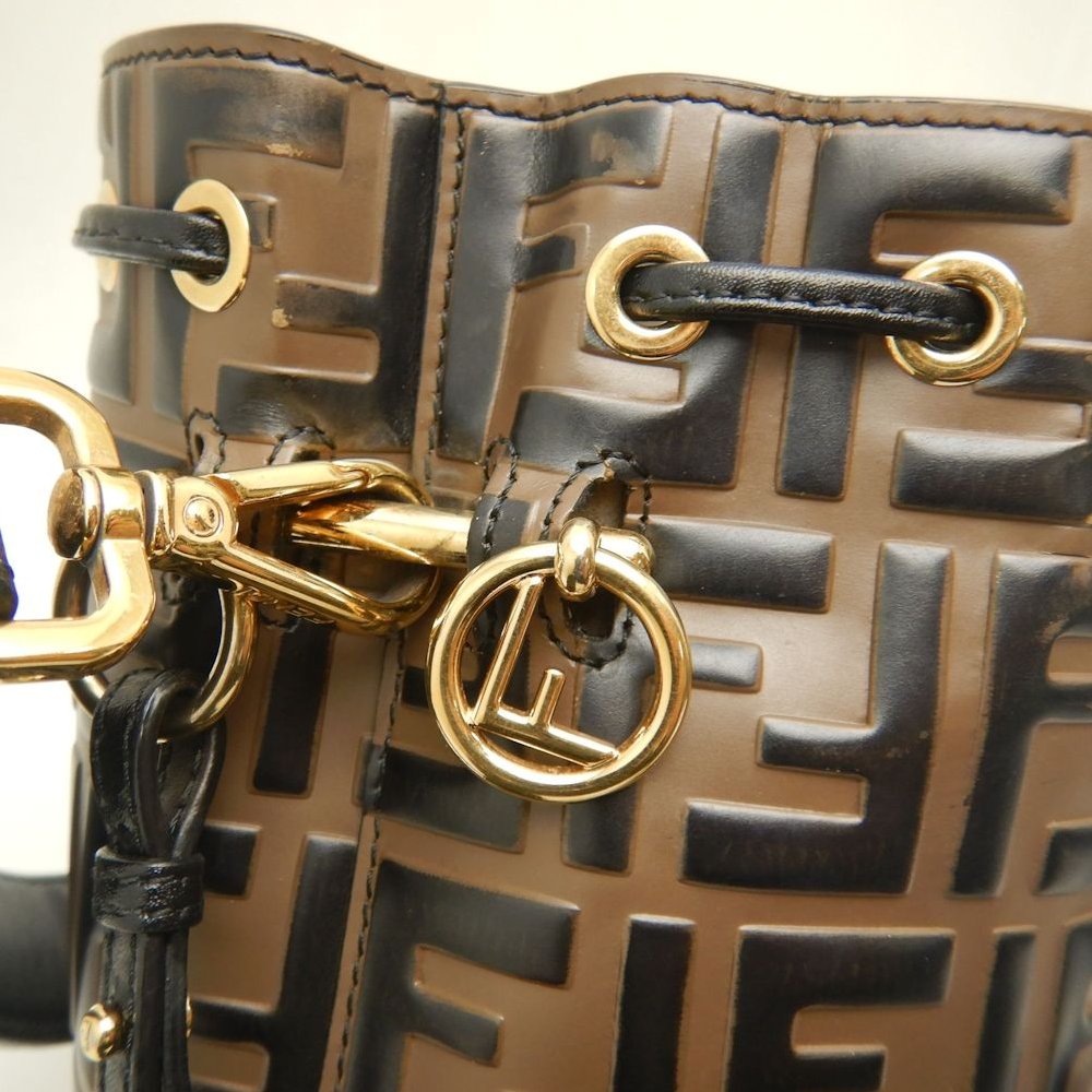 FENDI フェンディ モントレゾールミニ ズッカ 8BS010A659F13VK ショルダーバッグ カーフ ブラウン レディース /253846【中古】