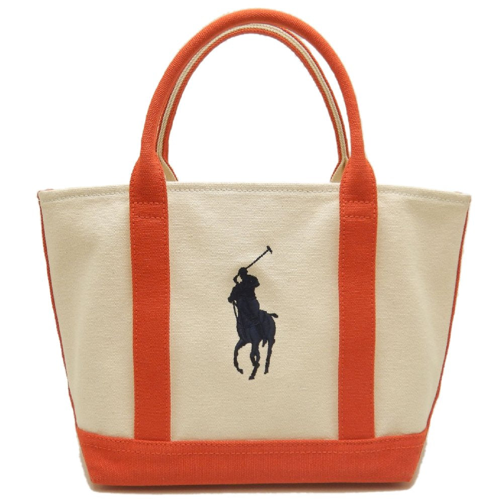 RALPH LAUREN ラルフローレン トートバッグＳ キャンバス ナチュラル オレンジ レディース /253857【中古】