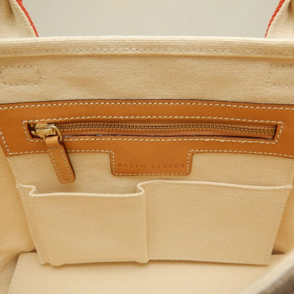 RALPH LAUREN ラルフローレン トートバッグＳ キャンバス ナチュラル オレンジ レディース /253857【中古】