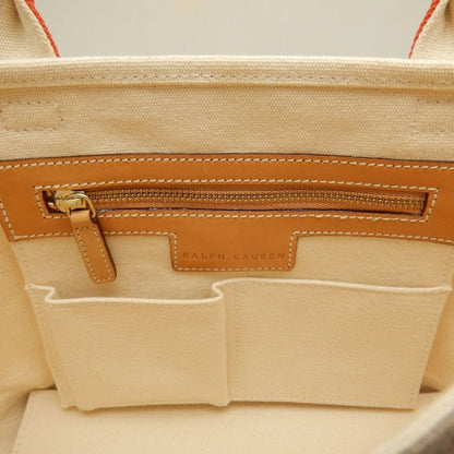 RALPH LAUREN ラルフローレン トートバッグＳ キャンバス ナチュラル オレンジ レディース /253857【中古】