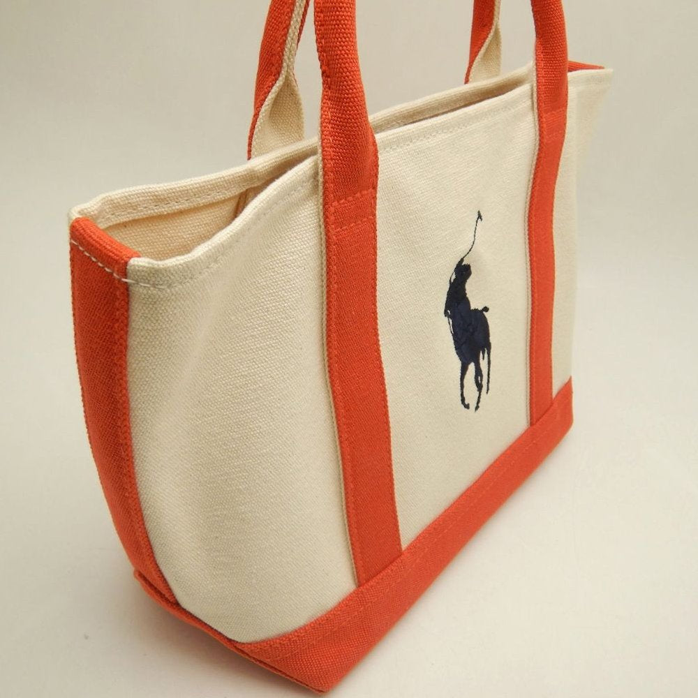 RALPH LAUREN ラルフローレン トートバッグＳ キャンバス ナチュラル オレンジ レディース /253857【中古】