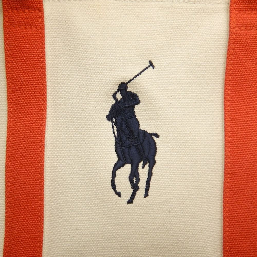 RALPH LAUREN ラルフローレン トートバッグＳ キャンバス ナチュラル オレンジ レディース /253857【中古】