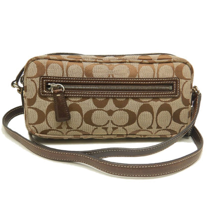 COACH コーチ シグネチャー 6073 ショルダーバッグ ポーチ キャンバス ブラウン レディース /253859【中古】