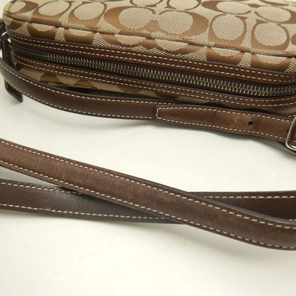 COACH コーチ シグネチャー 6073 ショルダーバッグ ポーチ キャンバス ブラウン レディース /253859【中古】