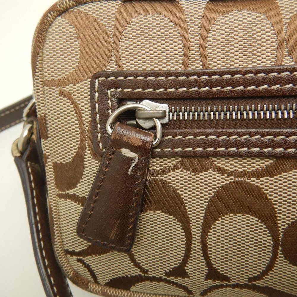 COACH コーチ シグネチャー 6073 ショルダーバッグ ポーチ キャンバス ブラウン レディース /253859【中古】