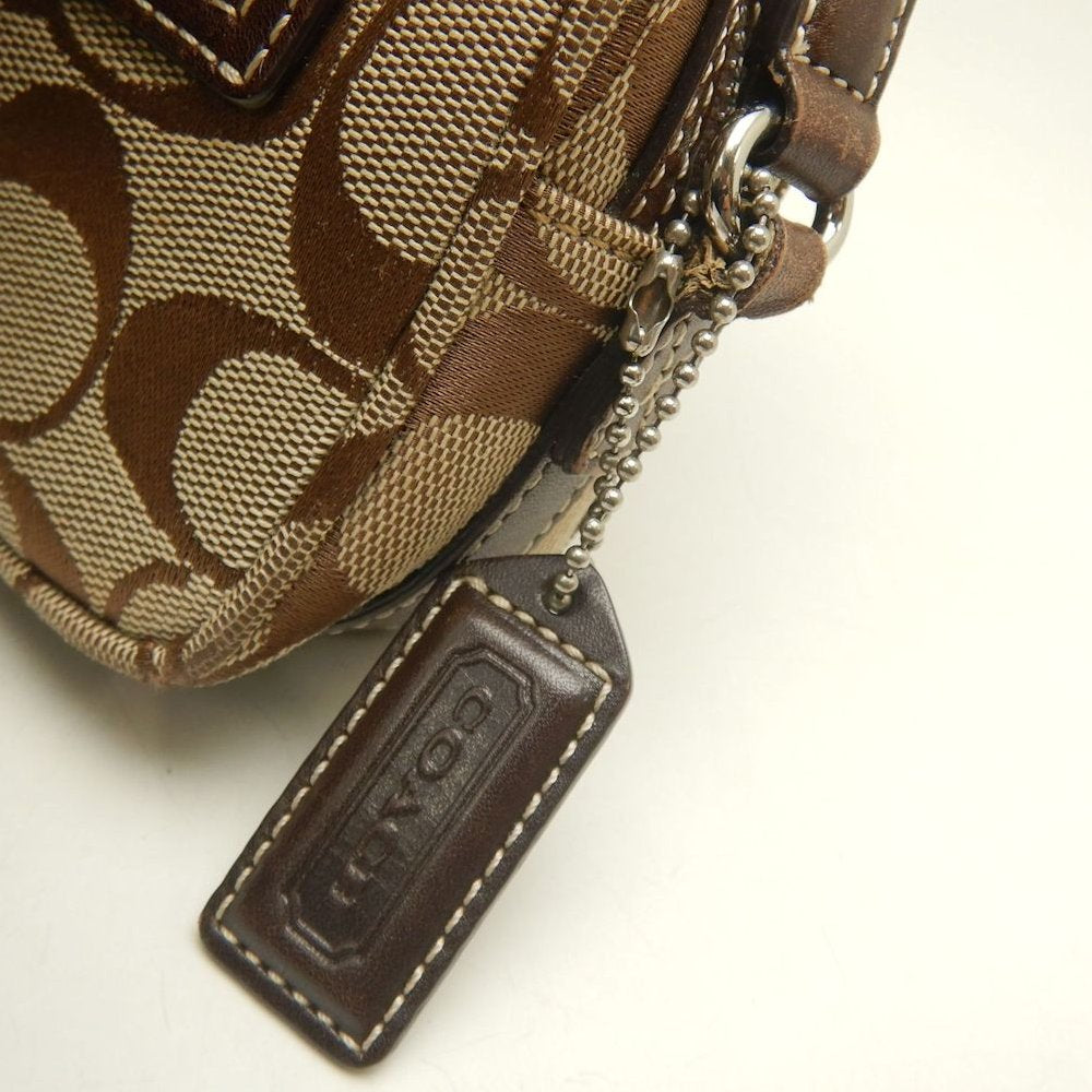COACH コーチ シグネチャー 6073 ショルダーバッグ ポーチ キャンバス ブラウン レディース /253859【中古】