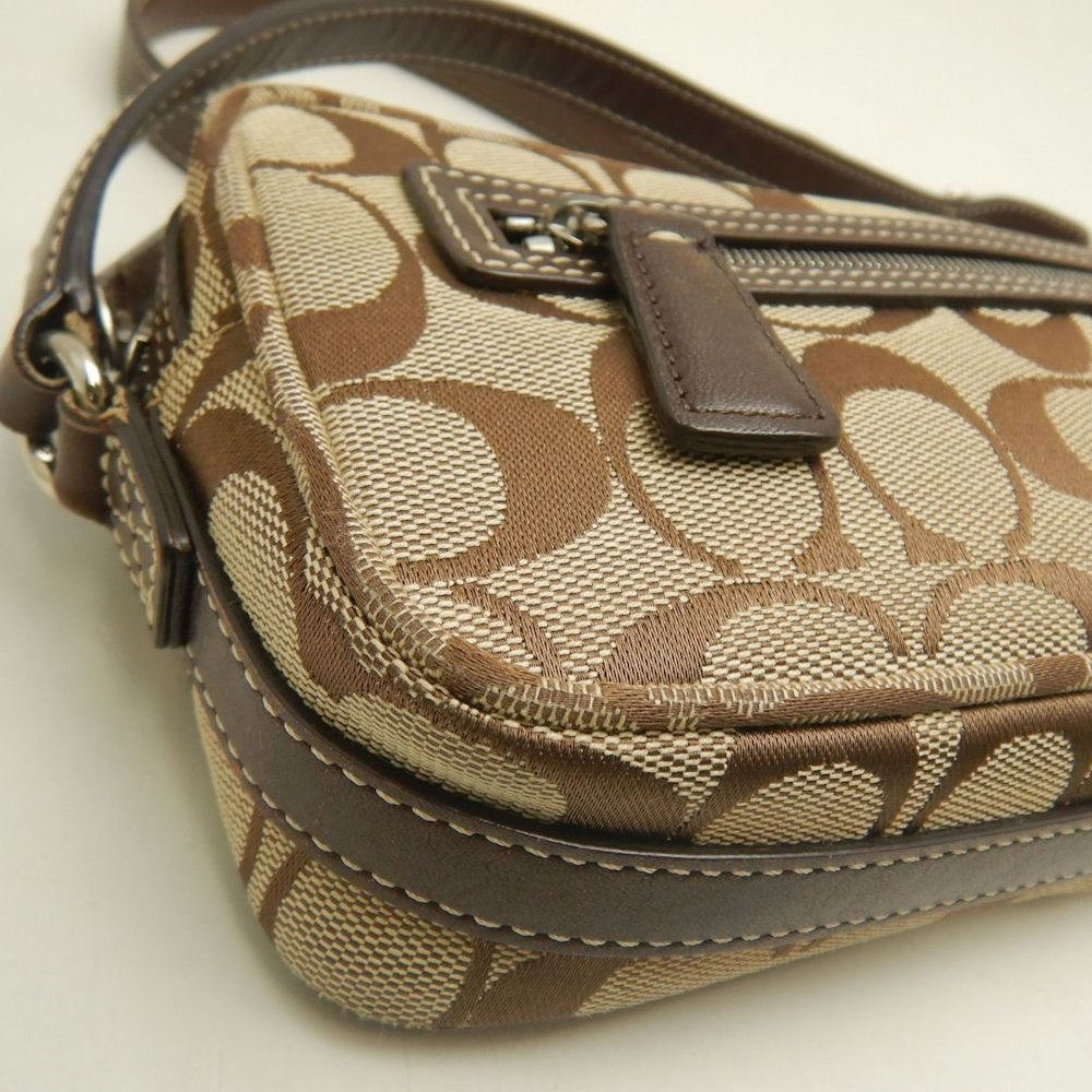 COACH コーチ シグネチャー 6073 ショルダーバッグ ポーチ キャンバス ブラウン レディース /253859【中古】