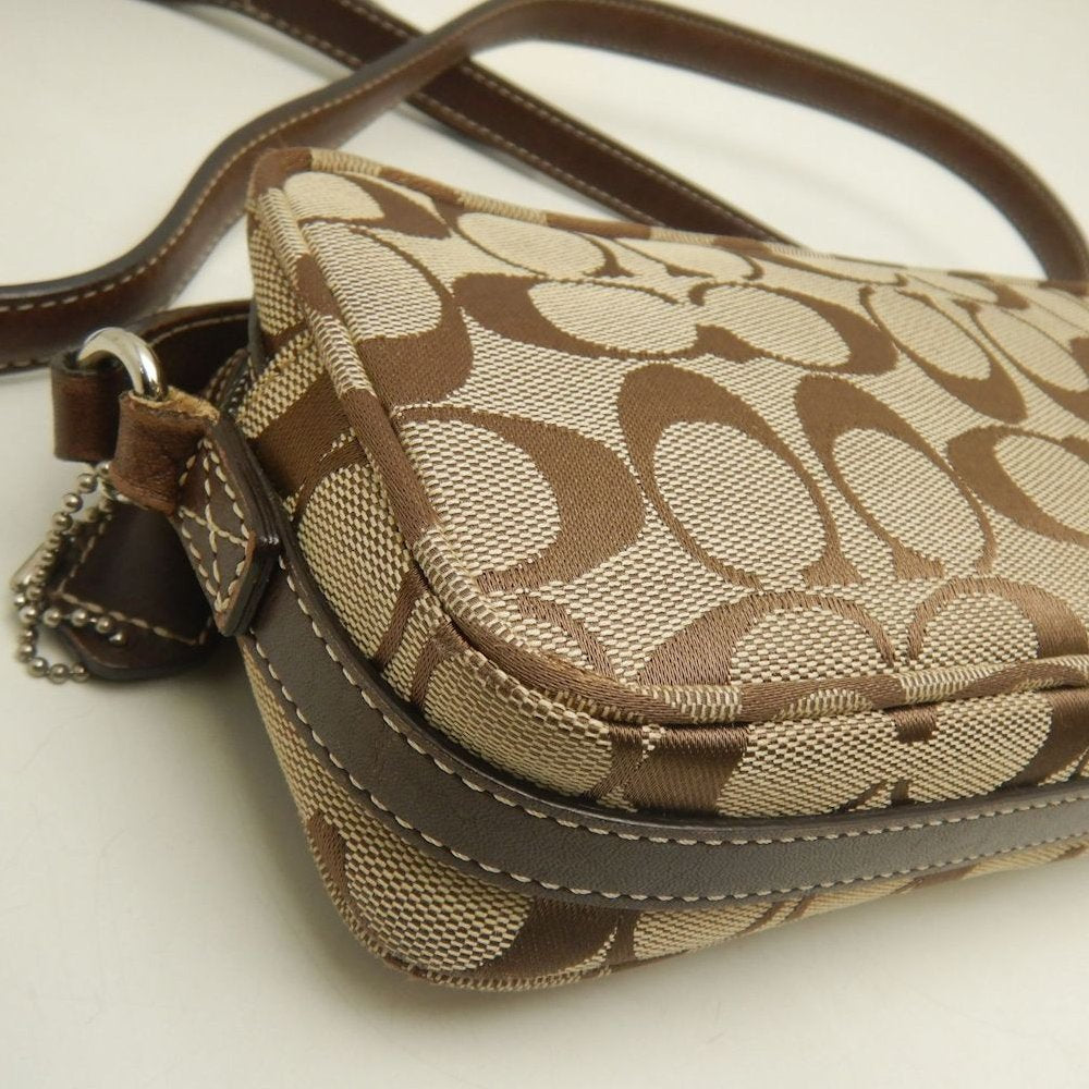 COACH コーチ シグネチャー 6073 ショルダーバッグ ポーチ キャンバス ブラウン レディース /253859【中古】