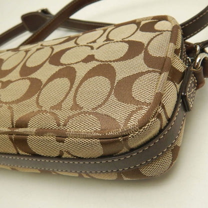 COACH コーチ シグネチャー 6073 ショルダーバッグ ポーチ キャンバス ブラウン レディース /253859【中古】