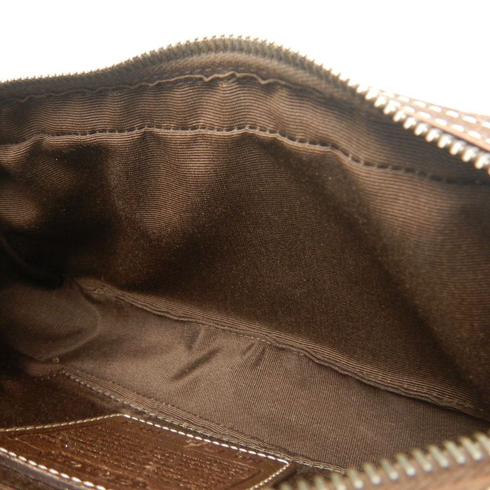COACH コーチ シグネチャー 6073 ショルダーバッグ ポーチ キャンバス ブラウン レディース /253859【中古】