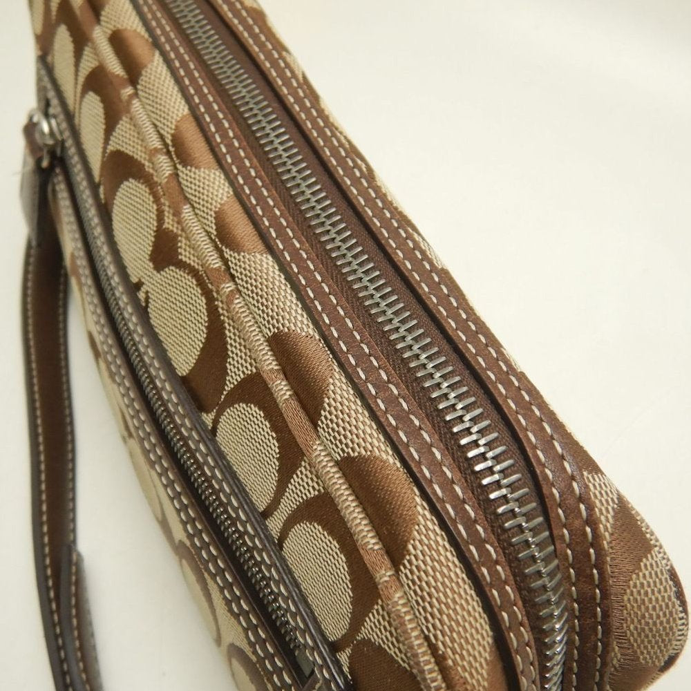 COACH コーチ シグネチャー 6073 ショルダーバッグ ポーチ キャンバス ブラウン レディース /253859【中古】