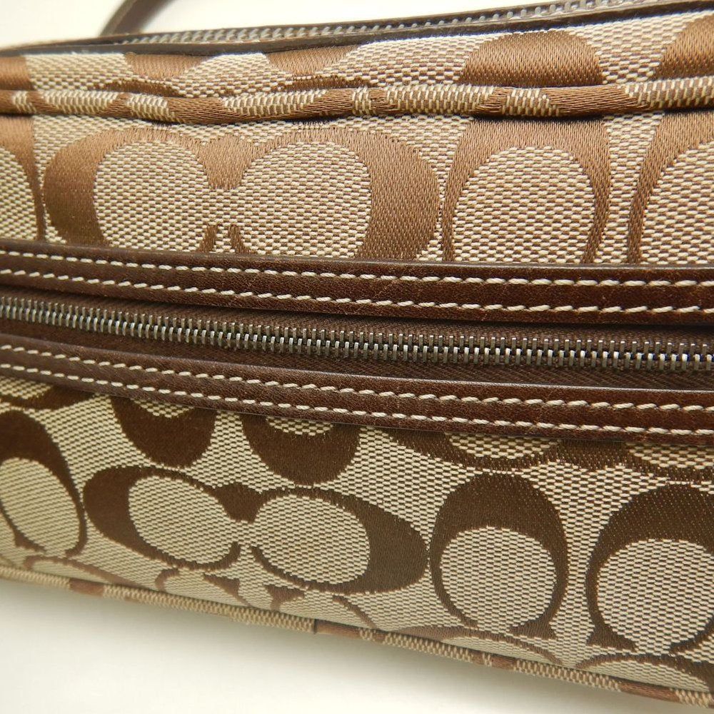 COACH コーチ シグネチャー 6073 ショルダーバッグ ポーチ キャンバス ブラウン レディース /253859【中古】