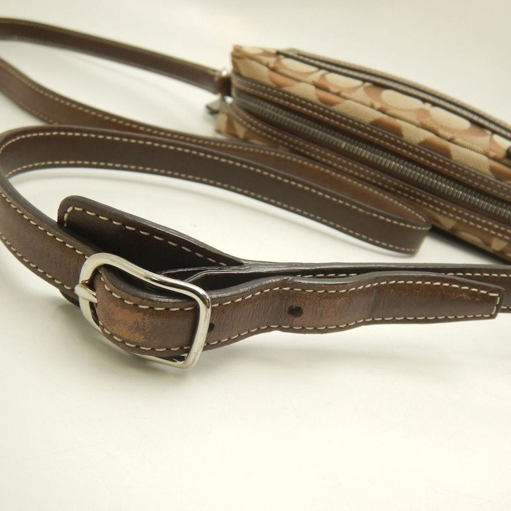 COACH コーチ シグネチャー 6073 ショルダーバッグ ポーチ キャンバス ブラウン レディース /253859【中古】