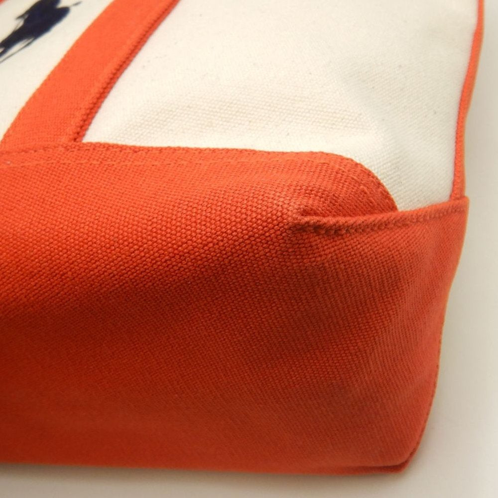 RALPH LAUREN ラルフローレン トートバッグＭ キャンバス ナチュラル オレンジ レディース /253861【中古】