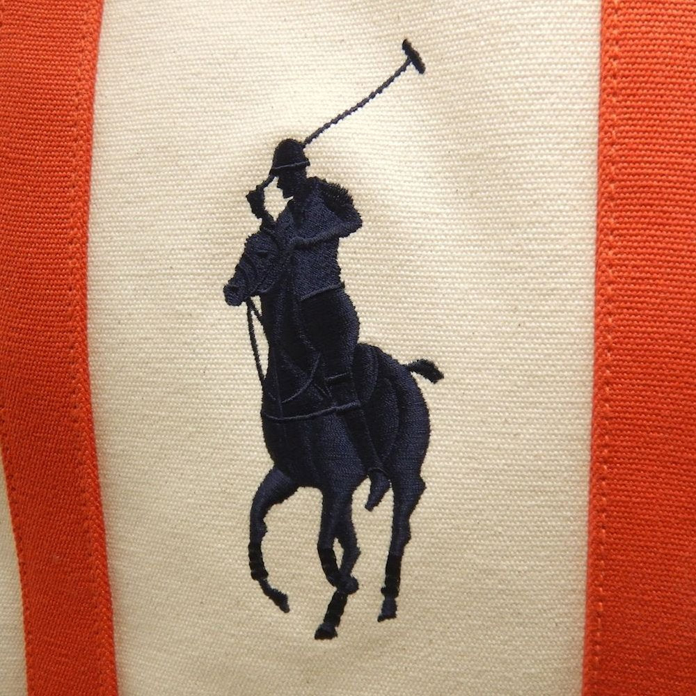 RALPH LAUREN ラルフローレン トートバッグＭ キャンバス ナチュラル オレンジ レディース /253861【中古】
