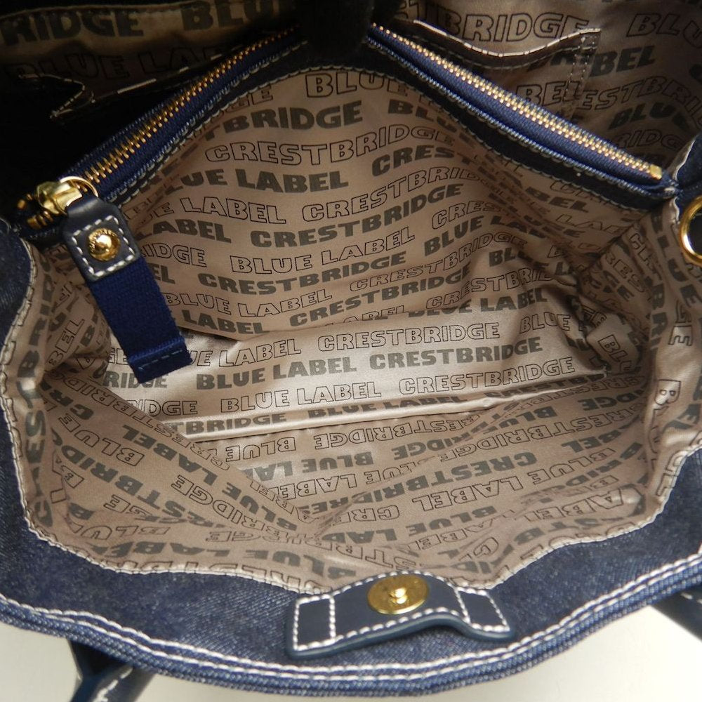 BLUE LABEL CRESTBRIDGE クレストブリッジ 01570-02 トートバッグ コットンデニム インディゴ レディース /253864【中古】