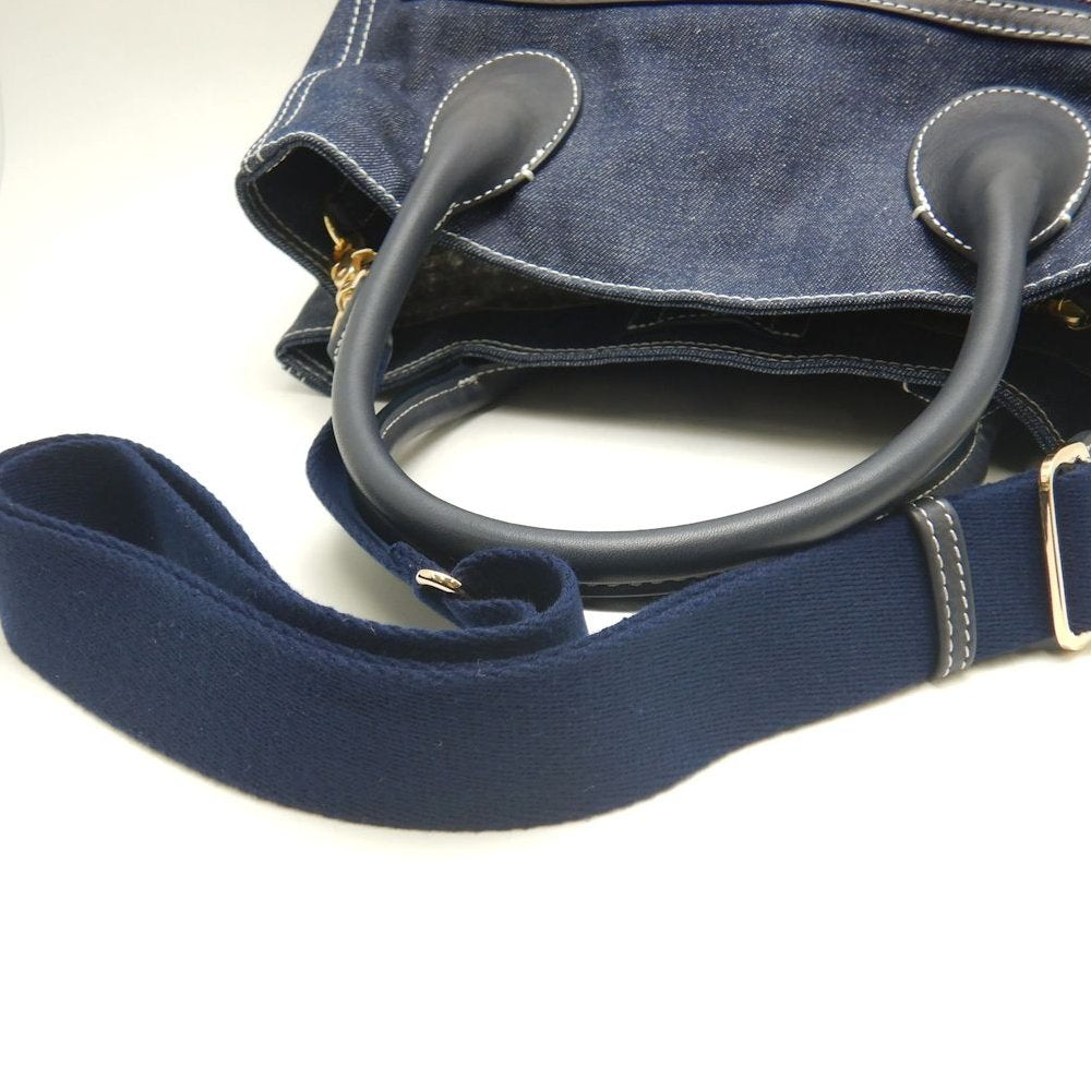 BLUE LABEL CRESTBRIDGE クレストブリッジ 01570-02 トートバッグ コットンデニム インディゴ レディース /253864【中古】