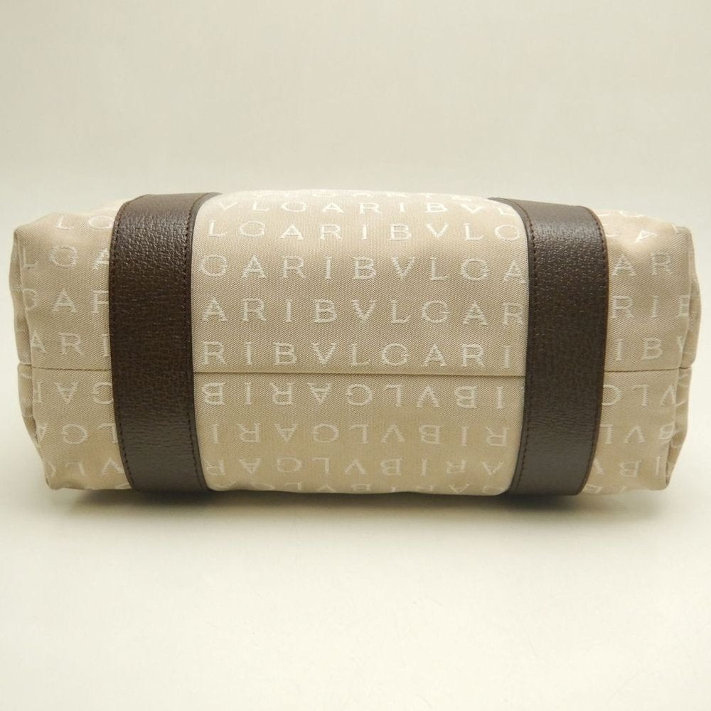 BVLGARI ブルガリ ロゴマニア 22279 トートバッグ キャンバスxレザー ベージュ ブラウン レディース /253870【中古】
