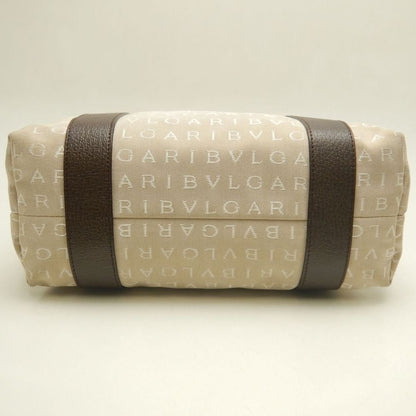 BVLGARI ブルガリ ロゴマニア 22279 トートバッグ キャンバスxレザー ベージュ ブラウン レディース /253870【中古】