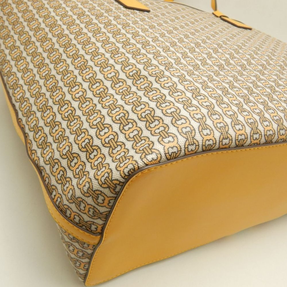 Tory Burch トリーバーチ ジェミニリンク トートバッグ コーティングキャンバス イエロー レディース /253871【中古】