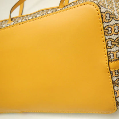Tory Burch トリーバーチ ジェミニリンク トートバッグ コーティングキャンバス イエロー レディース /253871【中古】