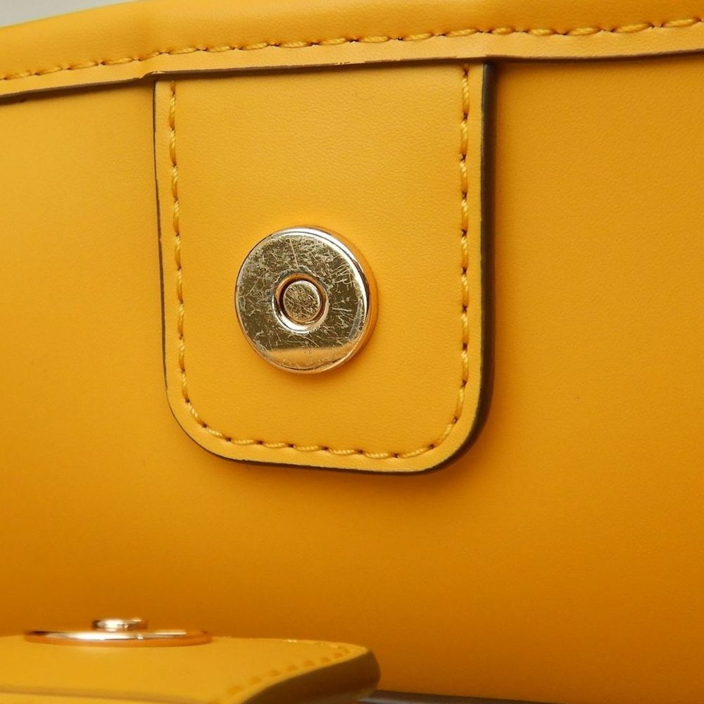 Tory Burch トリーバーチ ジェミニリンク トートバッグ コーティングキャンバス イエロー レディース /253871【中古】
