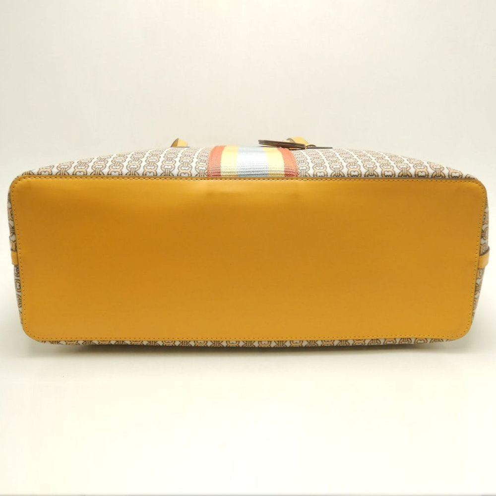 Tory Burch トリーバーチ ジェミニリンク トートバッグ コーティングキャンバス イエロー レディース /253871【中古】