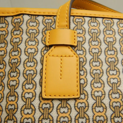 Tory Burch トリーバーチ ジェミニリンク トートバッグ コーティングキャンバス イエロー レディース /253871【中古】