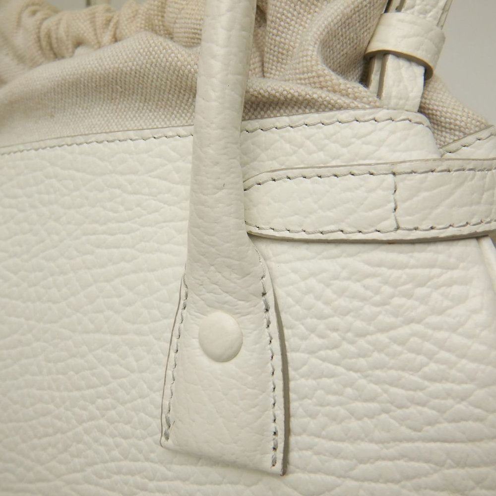 Maison Margiela メゾンマルジェラ 5AC ドローストリングバッグ SB3WD0005 ハンドバッグ レザーxキャンバス ホワイト レディース /253872【中古】