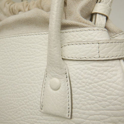 Maison Margiela メゾンマルジェラ 5AC ドローストリングバッグ SB3WD0005 ハンドバッグ レザーxキャンバス ホワイト レディース /253872【中古】