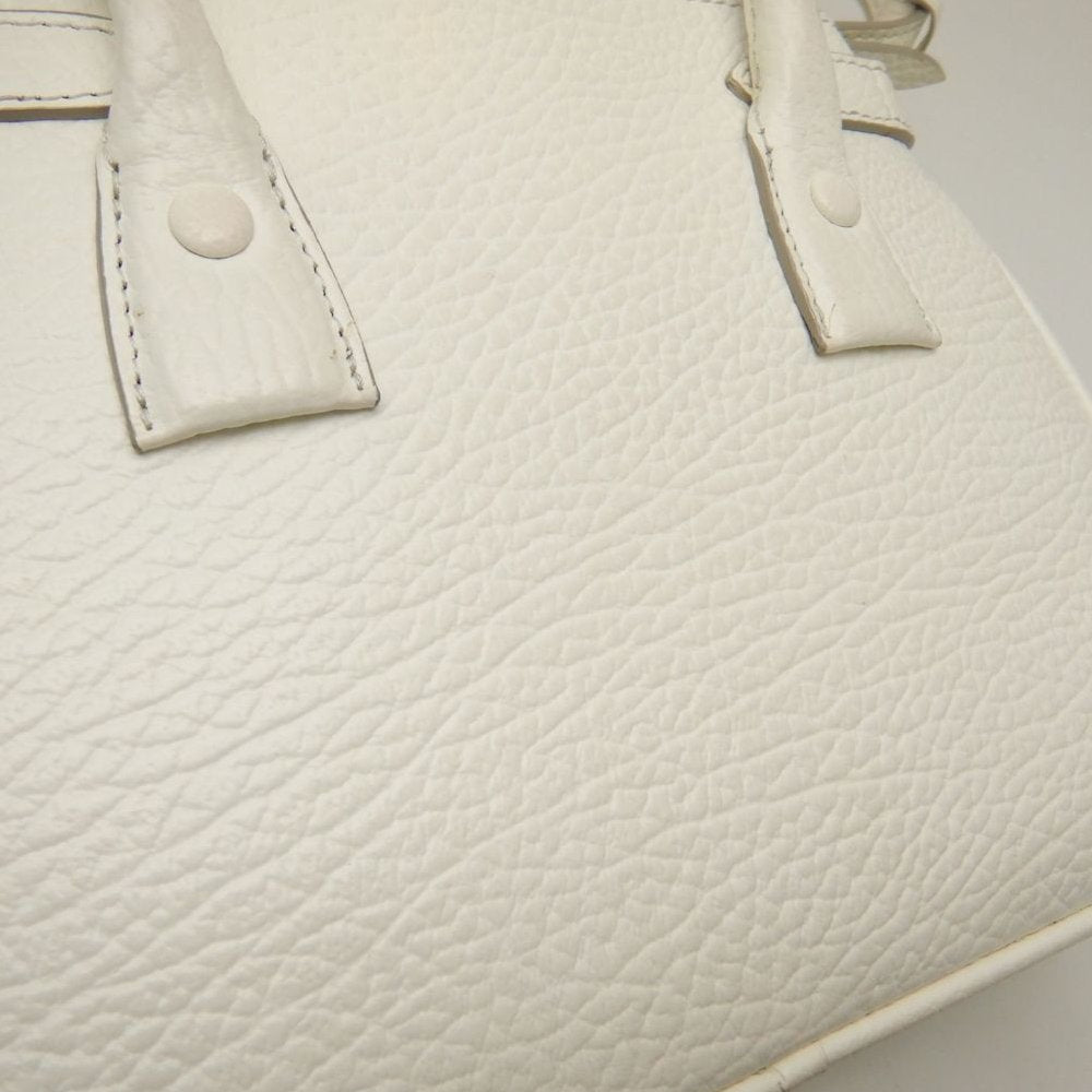Maison Margiela メゾンマルジェラ 5AC ドローストリングバッグ SB3WD0005 ハンドバッグ レザーxキャンバス ホワイト レディース /253872【中古】