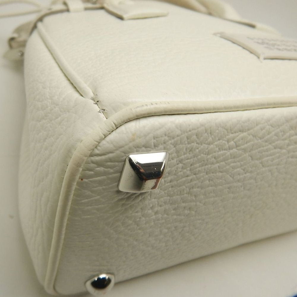 Maison Margiela メゾンマルジェラ 5AC ドローストリングバッグ SB3WD0005 ハンドバッグ レザーxキャンバス ホワイト レディース /253872【中古】