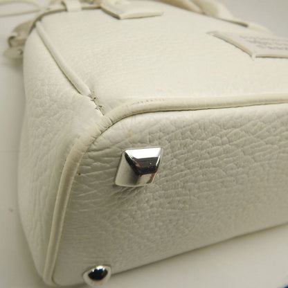 Maison Margiela メゾンマルジェラ 5AC ドローストリングバッグ SB3WD0005 ハンドバッグ レザーxキャンバス ホワイト レディース /253872【中古】