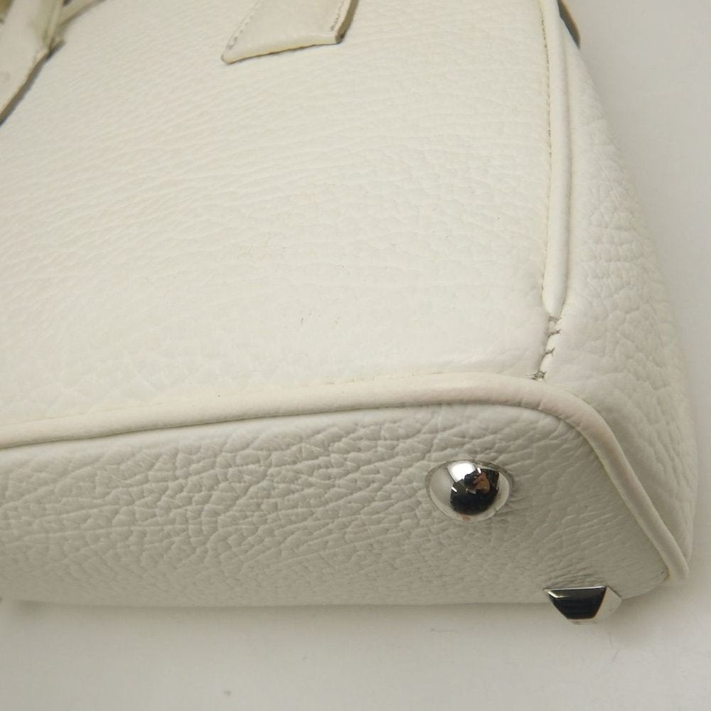 Maison Margiela メゾンマルジェラ 5AC ドローストリングバッグ SB3WD0005 ハンドバッグ レザーxキャンバス ホワイト レディース /253872【中古】