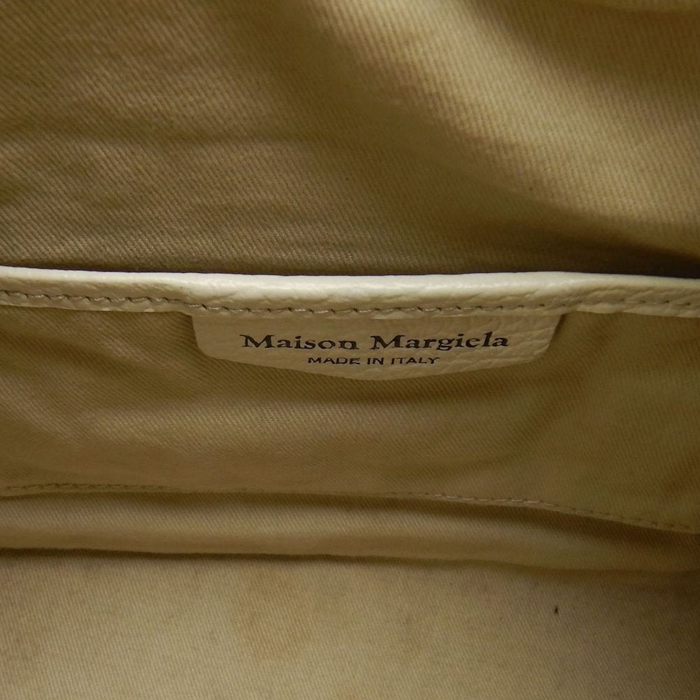 Maison Margiela メゾンマルジェラ 5AC ドローストリングバッグ SB3WD0005 ハンドバッグ レザーxキャンバス ホワイト レディース /253872【中古】