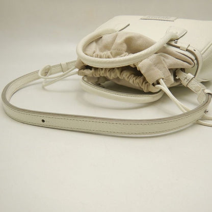 Maison Margiela メゾンマルジェラ 5AC ドローストリングバッグ SB3WD0005 ハンドバッグ レザーxキャンバス ホワイト レディース /253872【中古】