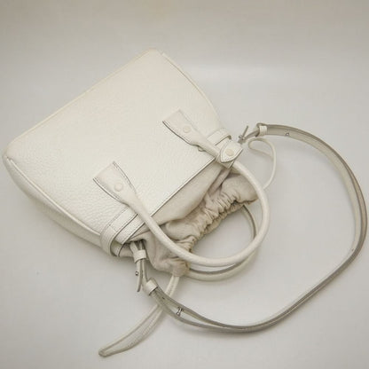Maison Margiela メゾンマルジェラ 5AC ドローストリングバッグ SB3WD0005 ハンドバッグ レザーxキャンバス ホワイト レディース /253872【中古】