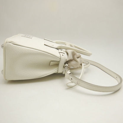 Maison Margiela メゾンマルジェラ 5AC ドローストリングバッグ SB3WD0005 ハンドバッグ レザーxキャンバス ホワイト レディース /253872【中古】