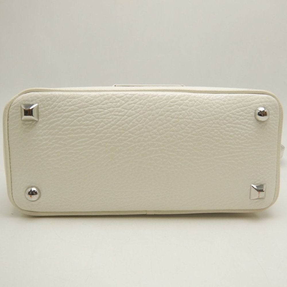 Maison Margiela メゾンマルジェラ 5AC ドローストリングバッグ SB3WD0005 ハンドバッグ レザーxキャンバス ホワイト レディース /253872【中古】