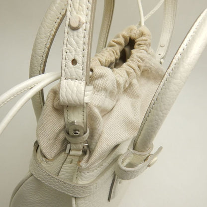 Maison Margiela メゾンマルジェラ 5AC ドローストリングバッグ SB3WD0005 ハンドバッグ レザーxキャンバス ホワイト レディース /253872【中古】
