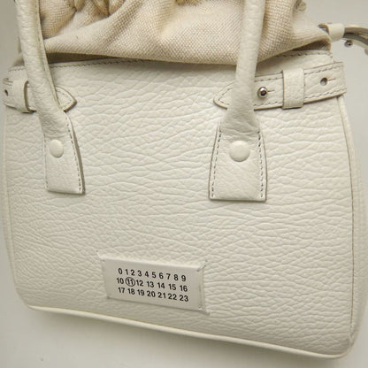 Maison Margiela メゾンマルジェラ 5AC ドローストリングバッグ SB3WD0005 ハンドバッグ レザーxキャンバス ホワイト レディース /253872【中古】