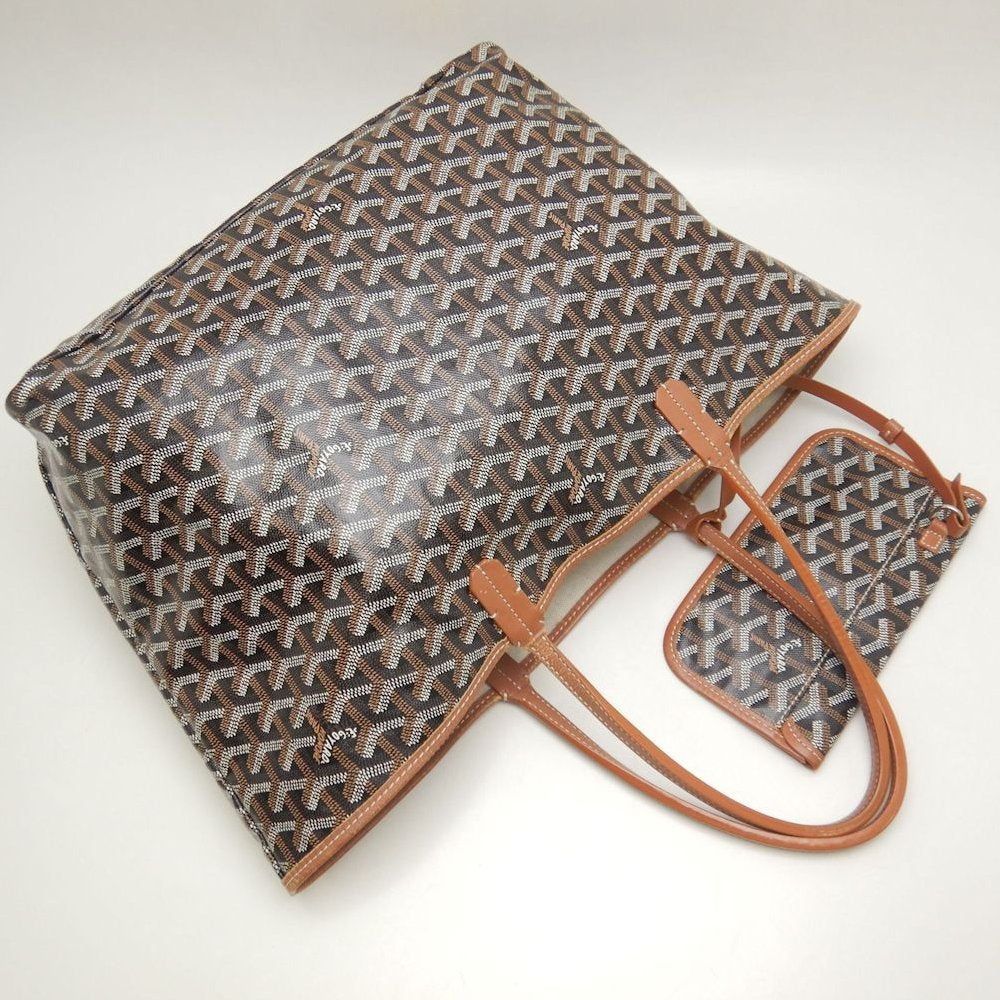 GOYARD ゴヤール サンルイPM STLOUIPMLTY01CL03P トートバッグ ゴヤールディンキャンバス ブラック タン レディース /253873【中古】