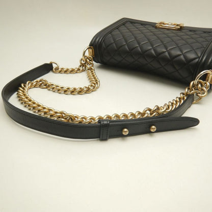 CHANEL シャネル ボーイシャネル A67086 ショルダーバッグ ラムスキン ブラック レディース /253874【中古】