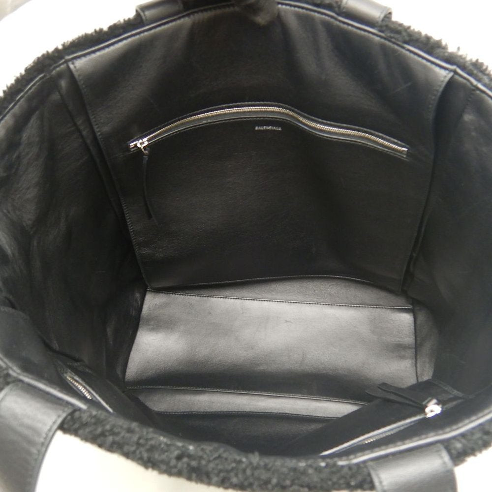 BALENCIAGA バレンシアガ シアリングトート 529127 トートバッグ ムートンxレザー ブラック レディース /253876【中古】