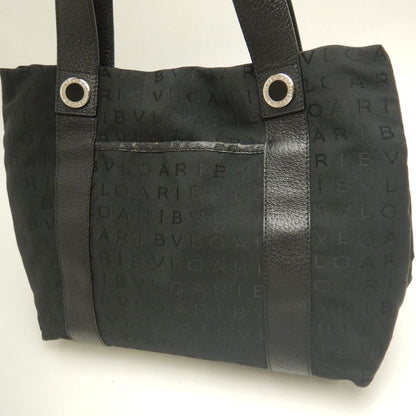BVLGARI ブルガリ ロゴマニア トートバッグ キャンバス ブラック レディース /253884【中古】
