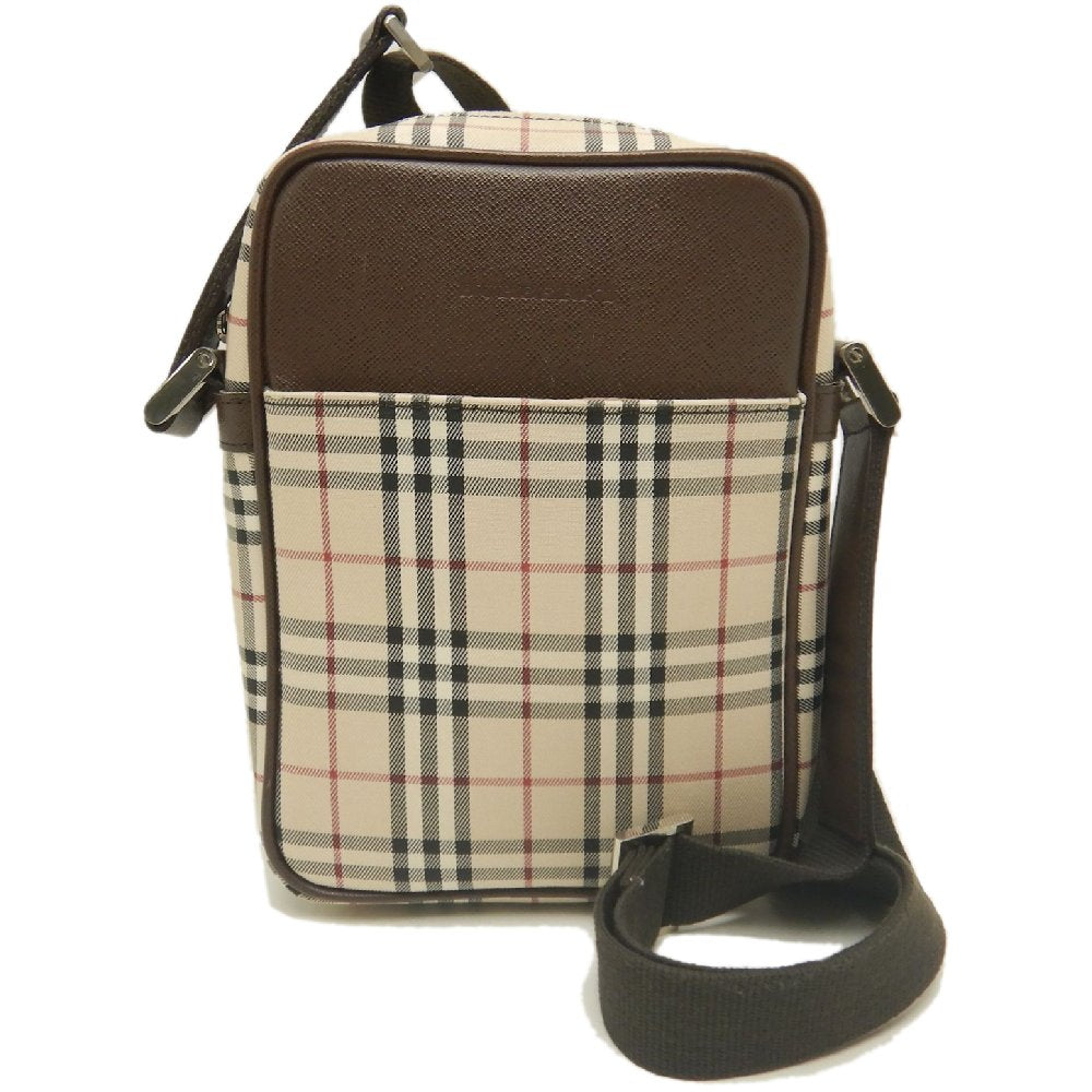 BURBERRY バーバリー ショルダーバッグ キャンバスxレザー ノバチェック ブラウン レディース /253899【中古】
