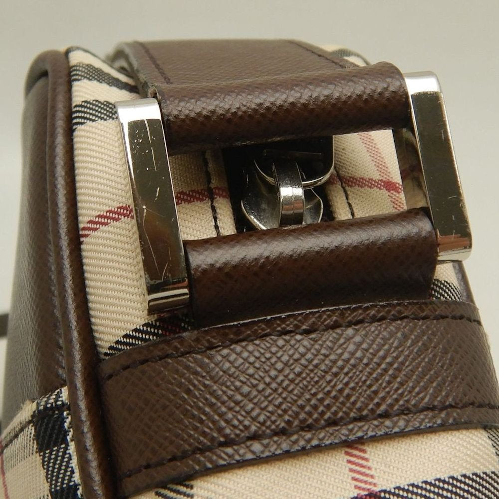 BURBERRY バーバリー ショルダーバッグ キャンバスxレザー ノバチェック ブラウン レディース /253899【中古】