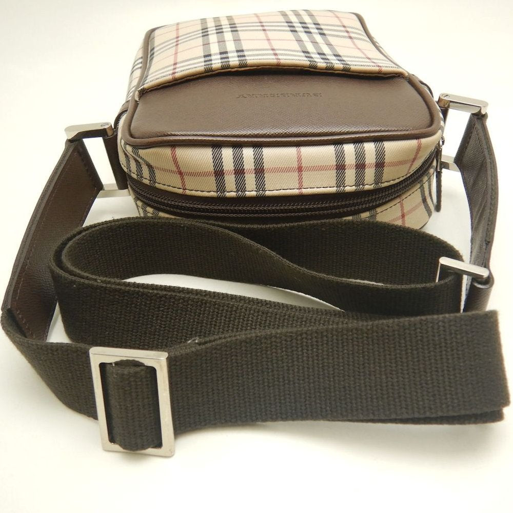 BURBERRY バーバリー ショルダーバッグ キャンバスxレザー ノバチェック ブラウン レディース /253899【中古】